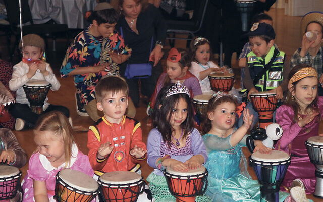 Children celebrating a prepandemic Purim