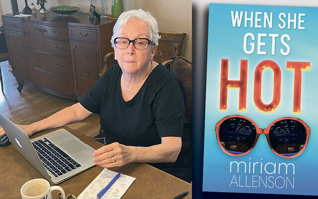Miriam Allenson at work, and the cover of her first Tootsie mystery.