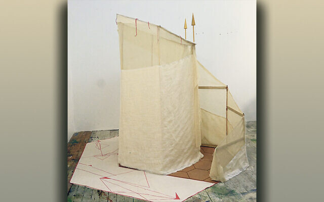 Leslie Adler & Alexandra Schoenberg’s Ascento, made of wood, linen, yarn, cork, and paint, provides a personal sanctuary.