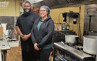 ON THE COVER:  Chef Jesse Parham, left, and his assistant, Andie Good, stand in the kosher kitchen at the JCC; they create more than 100 meals a day there with homecooked love. (Knox Johnson)