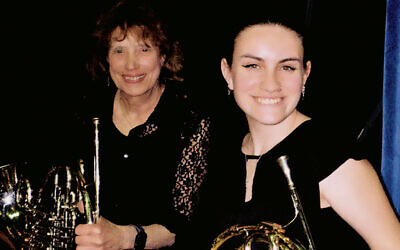 French horn players Renee Sachs of Livingston, left, and Laurel Cousineau of Succasunna.