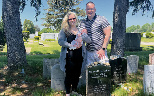 ON THE COVER: Sam, Stephen, and Charlie Jenesack are at the cemetery in Paramus where baby Max is buried. (NechamaComfort)