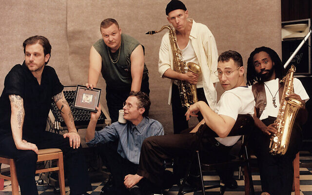 Bleachers on their “Modern Girl” music video set, August 2023. Jack Antonoff is second from right. (Wikipedia)