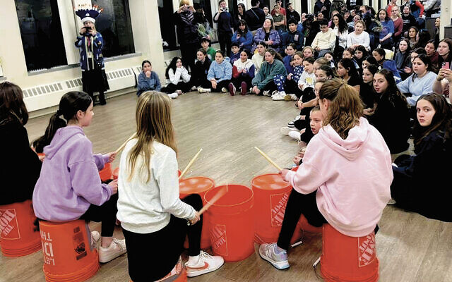 Yachad participants and friends from Yavneh are at a drum circle at the George Weinberger z”l music appreciation program. (All photos courtesy Yachad New Jersey)