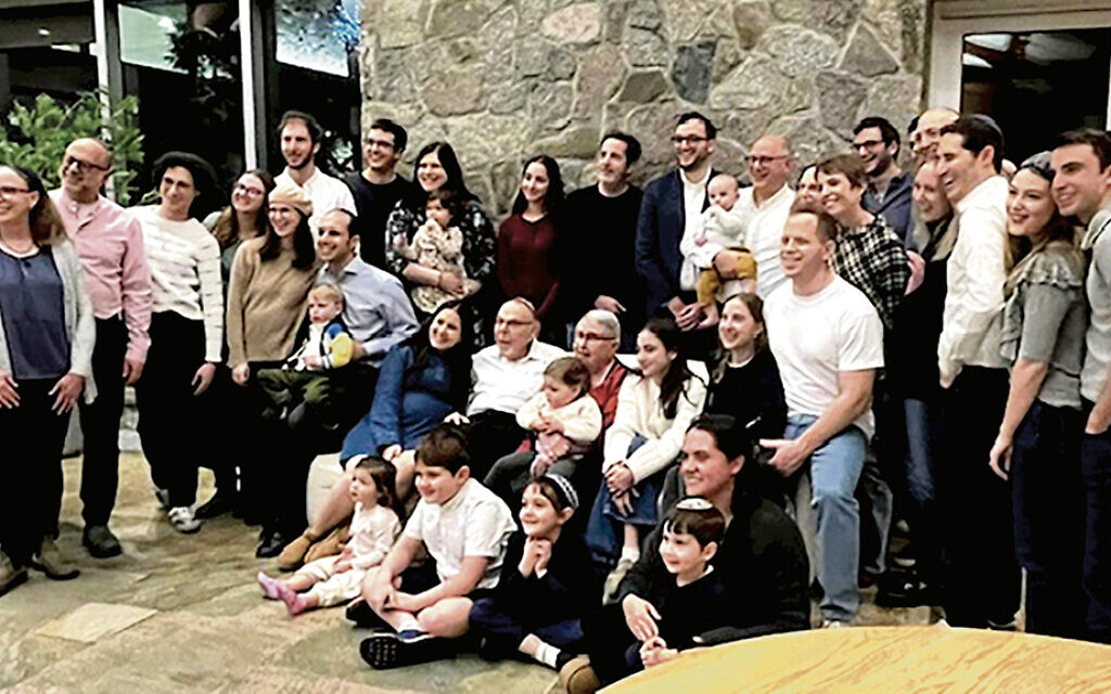 Rosanne and Alvin Skopp are surrounded by most of their children and grandchildren.