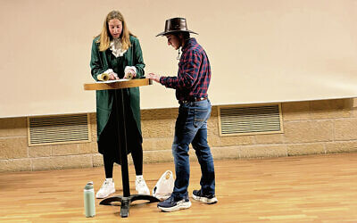 Scenes from the megillah reading and Purim spiel by this year’s cohort of Kivunim students.