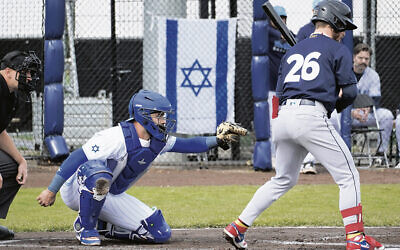 Here, catcher Jason Agresti plays for Team Israel. Here, catcher Jason Agresti plays for Team Israel.