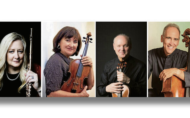 Tara Helen O’Connor, left, Ani Kavafian, Paul Neubauer, and Carter Brey (Courtesy Mostly Music) Tara Helen O’Connor, left, Ani Kavafian, Paul Neubauer, and Carter Brey (Courtesy Mostly Music)