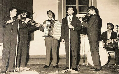 Farid Dardashti, Younes’ son and Galeet and Danielle’s father, sings in this picture taken in Iran in the 1950s. (Courtesy Dardashti family)