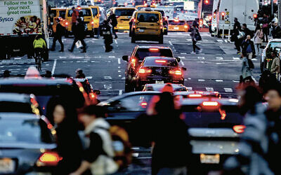 A typical New York City street scene; traffic can get in the way.
