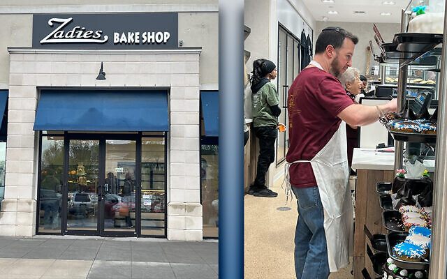 At right, Adam Steinberg works in the family bakery as it reopens; left, Zadies as it looks today. (Brenda Sutcliffe) At right, Adam Steinberg works in the family bakery as it reopens; left, Zadies as it looks today. (Brenda Sutcliffe)