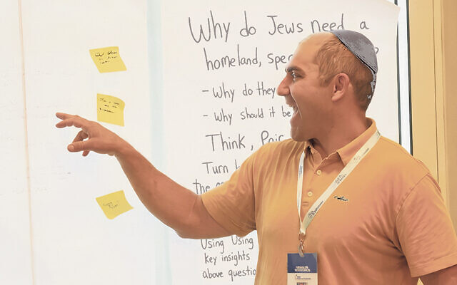 About the cover: ZEI Fellow Jay Schreiber of Northwest Yeshiva High School in Seattle talks about teaching the Jewish people’s connection to Israel; inset, Fellows Nina Cohen of Frisch School, left, and Heather Benjamin of MTA in NY look at a multimedia map of Israel. (Courtesy ZEI)