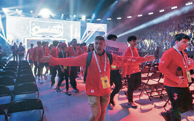 The Central NJ team, representing the JCC of Central NJ in Scotch Plains, is at the opening ceremony in Toronto.