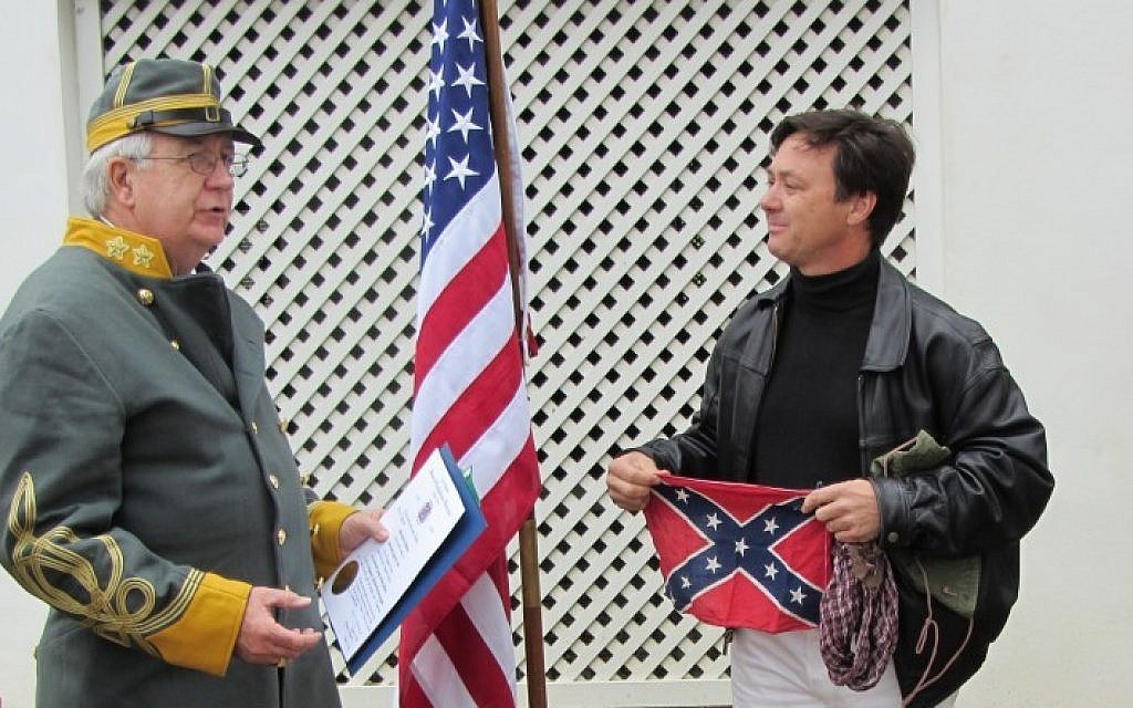Arieh O’Sullivan being sworn in to the Sons of Confederate Veterans. (Photo credit: Courtesy Arieh O'Sullivan)