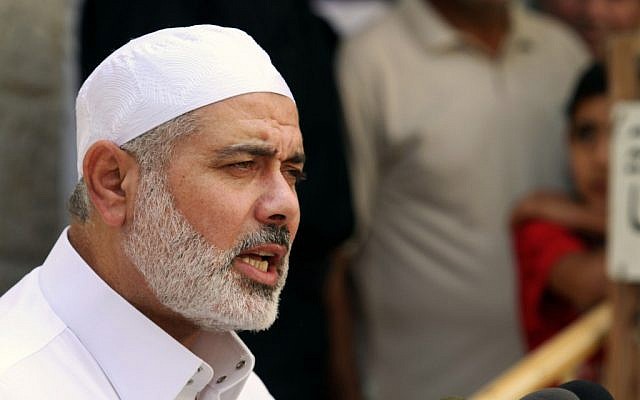 Hamas Prime Minister in Gaza Ismail Haniyeh. (photo credit: AP/Hatem Moussa)