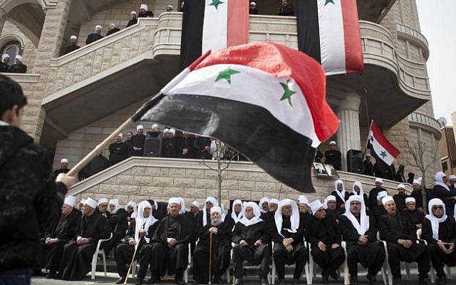 A  pro-Assad rally in the northern Israeli Druze town of Majdal Shams in 2012 (photo credit: Matanya Tausig/Flash90)