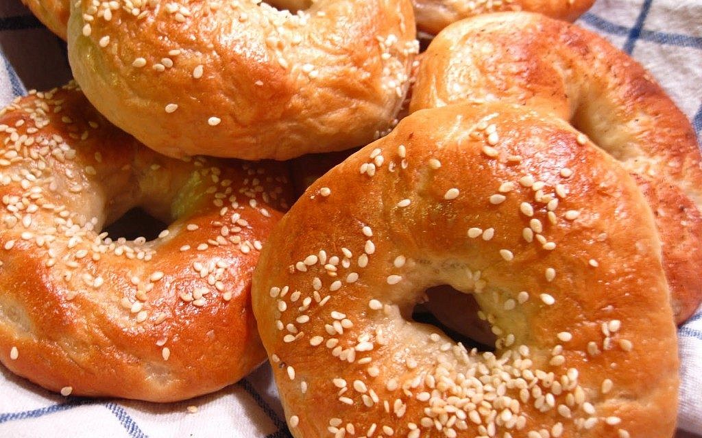 What could be more American Jewish than breaking the Yom Kippur fast with bagels and schmears? (photo credit: CC-BY-SA, Rattfink Press/Ellen Arnstein, rattfinkpress.blogspot.com)