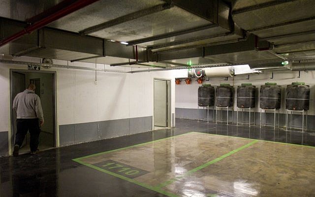 An underground parking lot at the Habima national theater in Tel Aviv that can be used as a bomb shelter for 1600 people. (photo credit: AP)