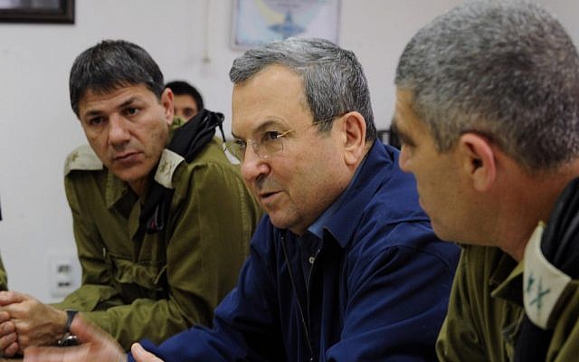 Defense Minister Ehud Barak in a meeting with top IDF officers (photo credit: Defence ministry/Flash90)