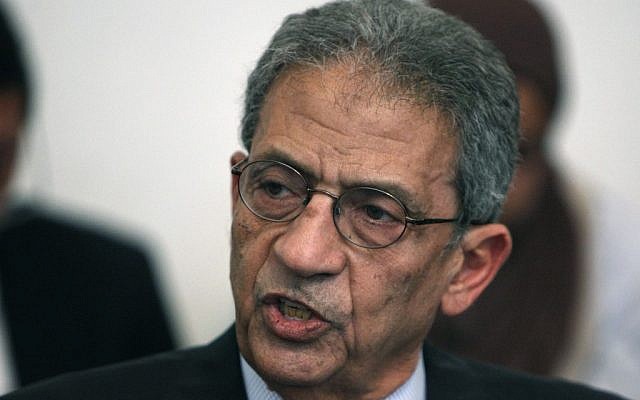 Former Egyptian presidential candidate and head of the Arab League Amr Moussa (photo credit: AP/Nasser Nasser)