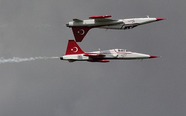 Illustrative photo of Turkish air force jets (photo credit: CC-BY Max Pfandl, Flickr)