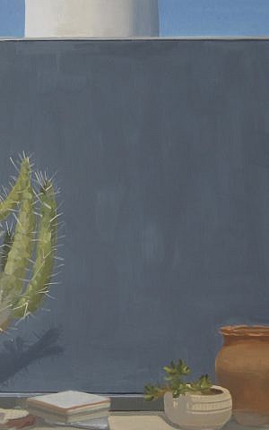 Kaktus, 2012, cat minyak di atas kanvas, 17,5 inci x 17,5 inci (milik Abraham Storer)