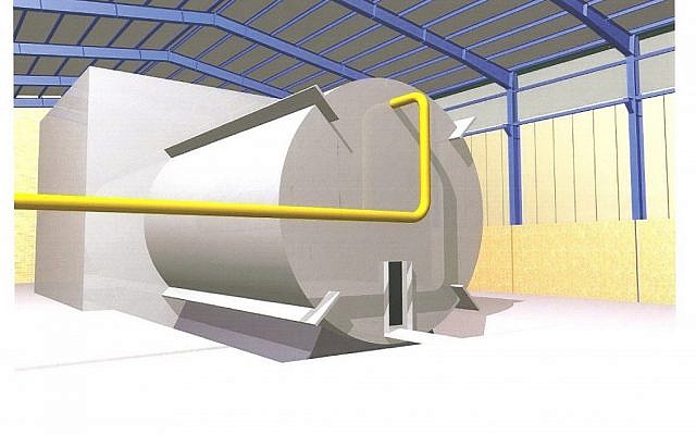 Sketch of a large-explosives containment vessel believed to have been situated inside Iran's Parchin military site, in which hydrodynamic experiments can be conducted.  (photo credit: AP)