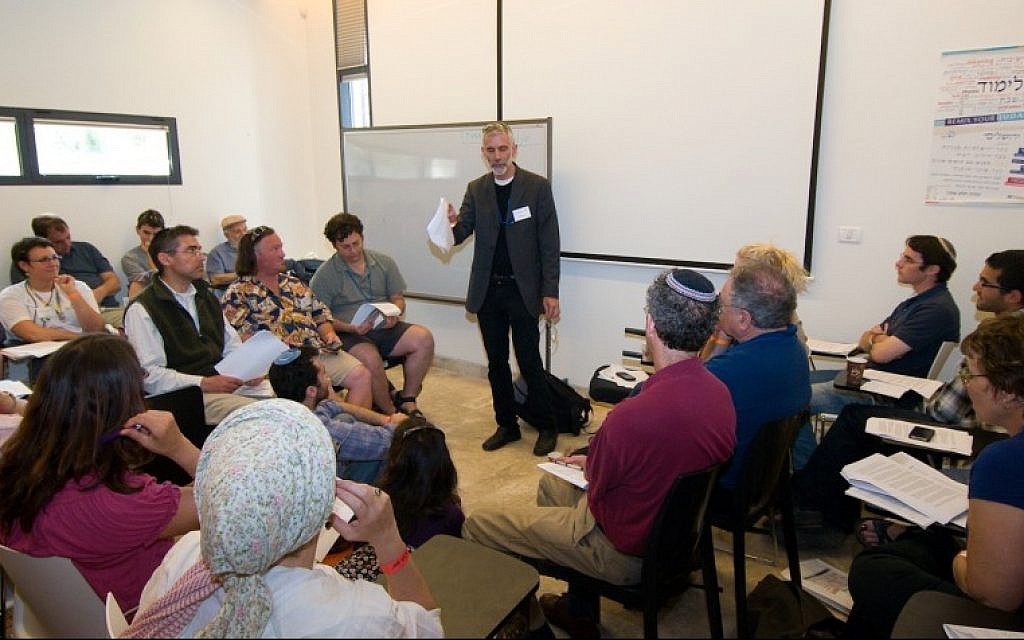 Prof. William Kolbrener leads a session at a 2012 Limmud conference in Jerusalem (photo credit: Yehoshua Halevi)