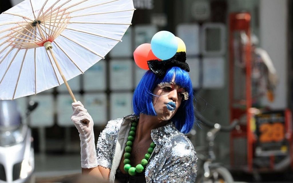 A star of the 2011 gay pride parade in Tel Aviv (photo credit: David Katz/The Israel Project)