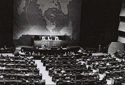 File photo of the vote on the United Nations Partition Plan for Palestine or United Nations General Assembly Resolution 181 on November 29, 1947 (photo credit: Israeli Government Press Office)