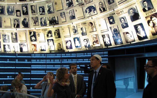 Hassen Chalghoumi at the Hall of Names in Yad Vashem, June 2012 (photo credit: Elhanan Miller / Times of Israel)