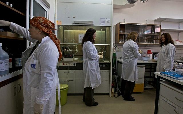 Researchers work at the Weizmann Institute (Photo credit: Doron Horowitz/Flash90)