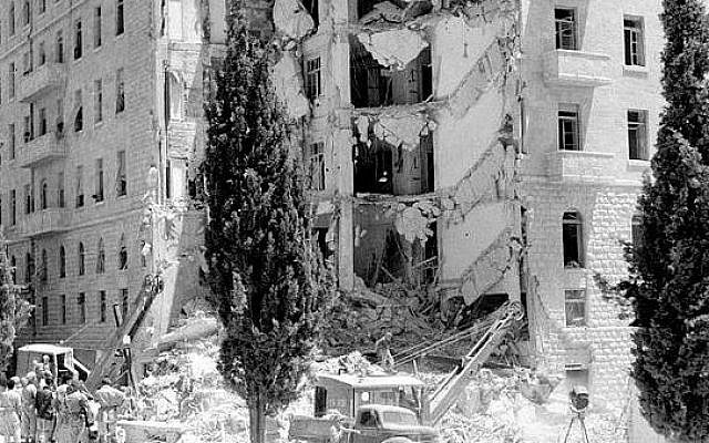The King David Hotel after the bombing (photo credit: Wikimedia Commons)
