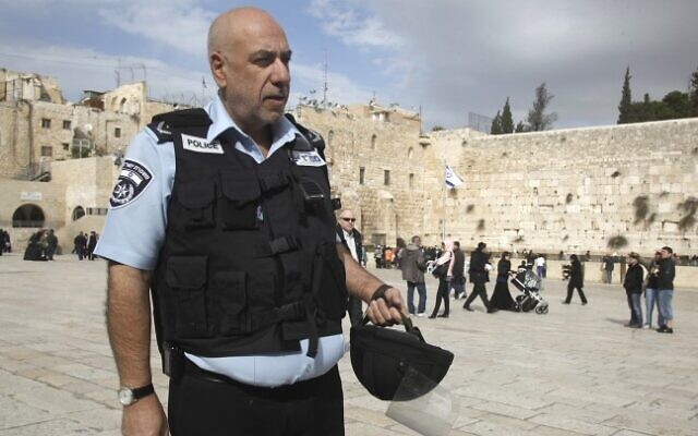Jerusalem Police Commissioner Nissan 'Niso' Shaham at the Western Wall plaza in Jerusalem's Old City in February. Shaham was ordered to take a leave of absence on July 26 and is being investigated by the Internal Affairs Bureau. (photo credit: Uri Lenz/Flash90)