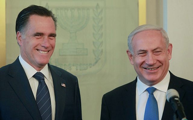 Benjamin Netanyahu meets with US Republican presidential candidate Mitt Romney in Netanyahu's office in Jerusalem, July 29, 2012  (photo credit: Marc Israel Sellem/GPO/Flash90)