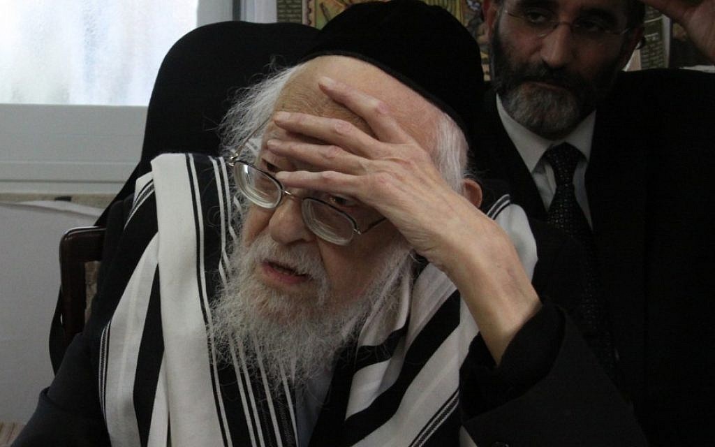 Rabbi Yosef Shalom Elyashiv (Yosef Avi Yair Angel/ Flash90/JTA)