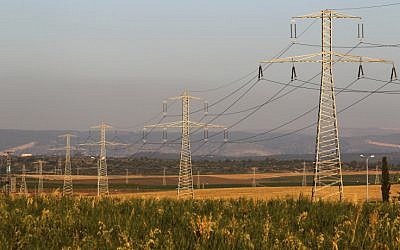 Power lines carrying electricity above lush fields. The Israel Electric Corporation warned consumers in July 2012 that it may not be able to meet summer demands. (photo credit: Nati Shohat/Flash90)