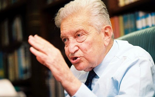 President Ezer Weizman during an 1998 interview in his Jerusalem residence (photo credit: Flash90)