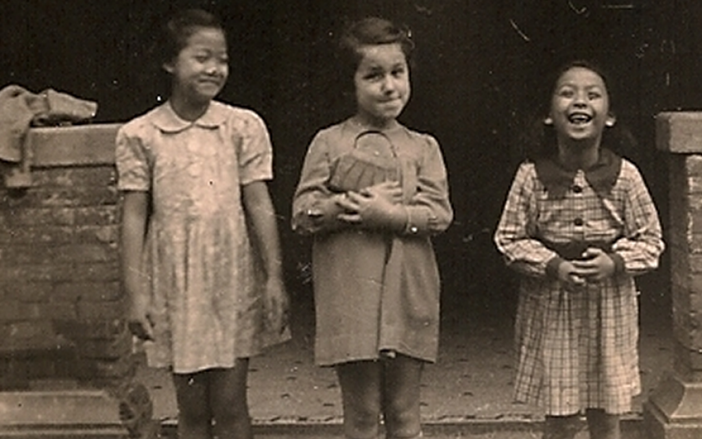 A young Jewish refugee and her Chinese girlfriends in Shanghai during World War II (photo credit: Courtesy Shanghai Jewish Refugees Museum)