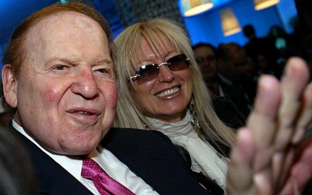 Sheldon Adelson and his wife Miriam. (Olivier Fitoussi /Flash90)