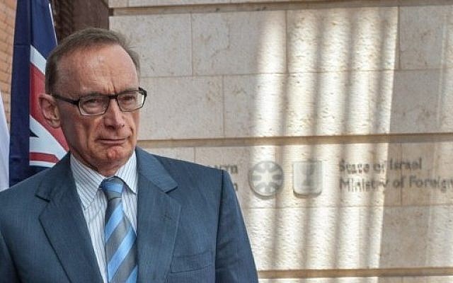 Bob Carr, seen on a visit to Israel during his time as foreign minister (photo credit: Yossi Zamir)