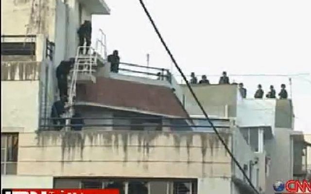 Indian commandos prepare to storm the Nariman Chabad House in Mumbai during the 2008 terror attacks. (photo credit: Youtube screen capture)