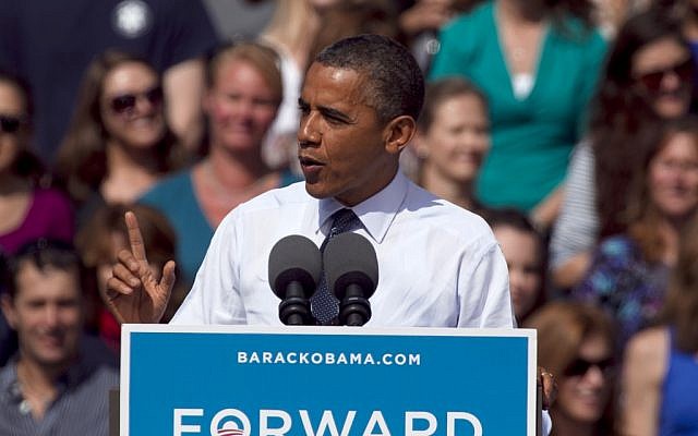 US President Barack Obama speaks at a campaign rally in Golden, Colo., in September. (photo credit: Ed Andrieski/AP)