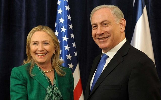 Prime Minister Benjamin Netanyahu (right) meets with US secretary of state Hillary Clinton in September 2012. (PMO)