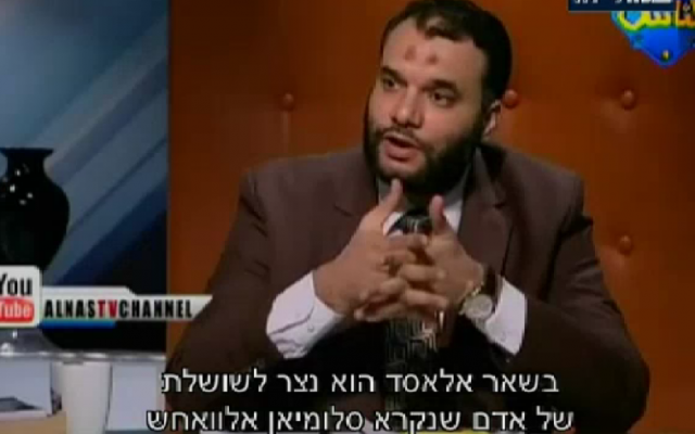 Al Nas TV guest claims Bashar Assad is Jewish. (photo credit: Channel 10 screenshot)
