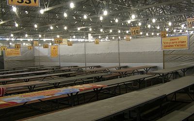 One of the compartments of Uman’s Hospitality Hall. Approximately 11,000 people are expected to dine in the complex on Rosh Hashanah. (photo credit: Cnaan Liphshiz/JTA)