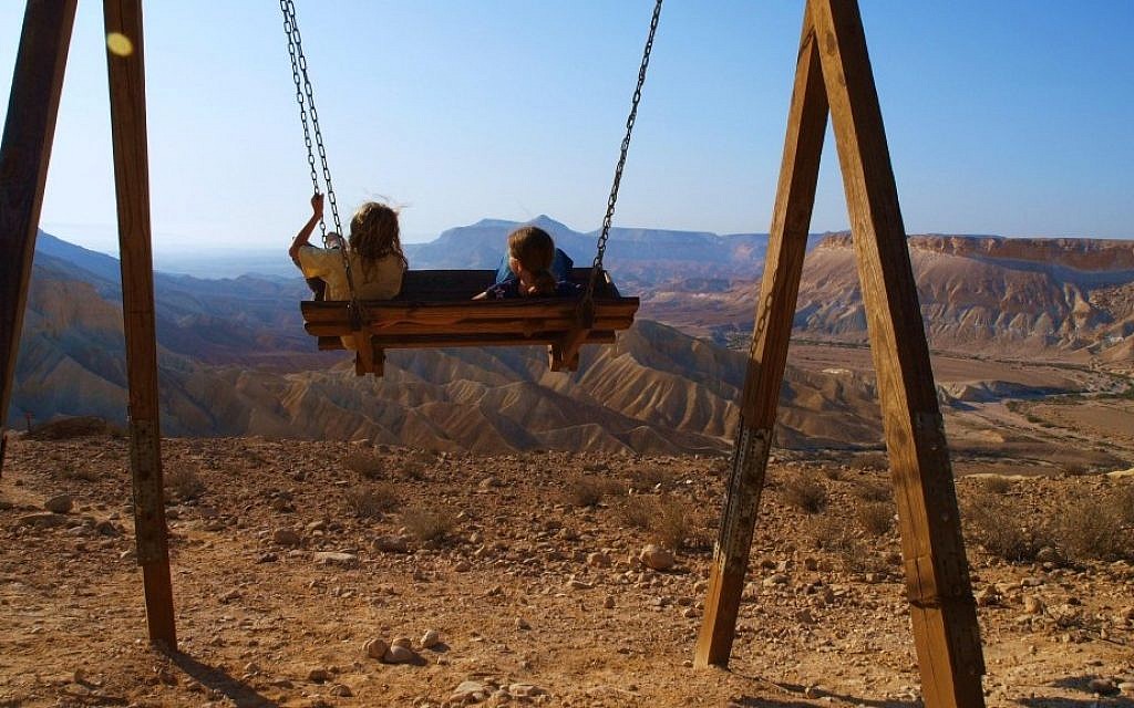 What to do during the Sukkot holiday? Lounge, and swing, near Sde Boker (photo credit: Tal Glick/HaNegev Regional Council)