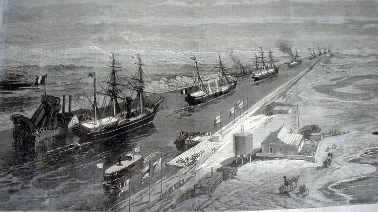 1869 suez canal procession (photo credit: public/iln.org.uk)