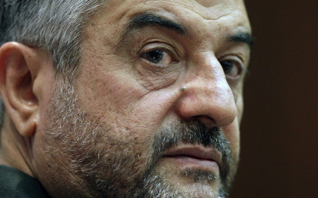 Commander of Iran's Revolutionary Guards Gen. Mohammad Ali Jafari holds a press conference in Tehran (photo credit: AP/Vahid Salemi)