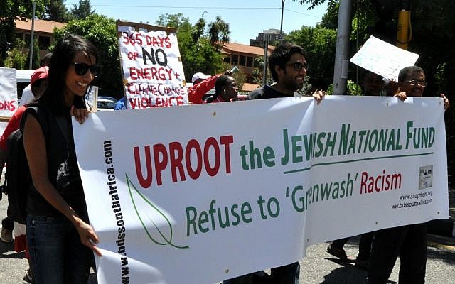 Illustrative image of an anti-Israel rally in Johannesburg in 2011. (photo credit: CC BY Meraj Chhaya, Flickr)